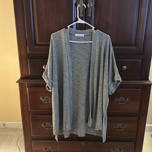 Talulah L greenish gauze slub knit open cardigan drop shoulder short cap sleeve